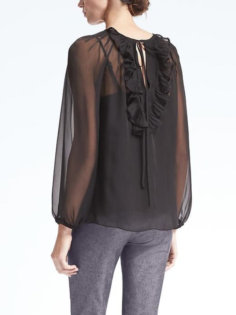 NWT Banana Republic Olivia Palermo Pleated Ruffle-Back Top